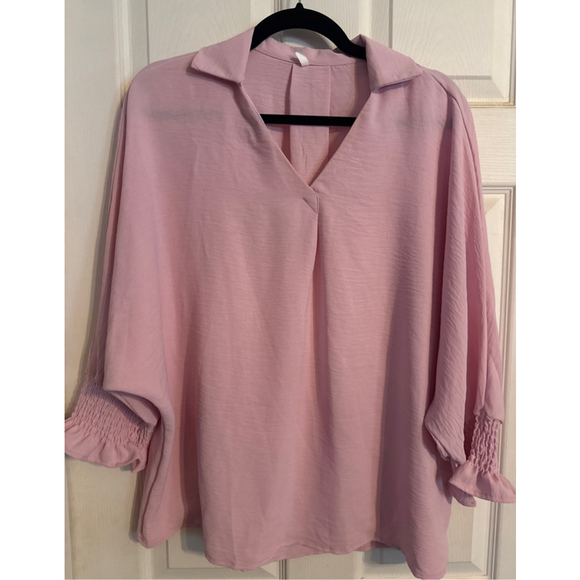 Unbranded Tops - Women's Unbranded Pink Blouse with Ruffle Cuffs Size L